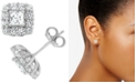 Marchesa Diamond Princess Halo Stud Earrings (2 ct. t.w.) in 18k White Gold